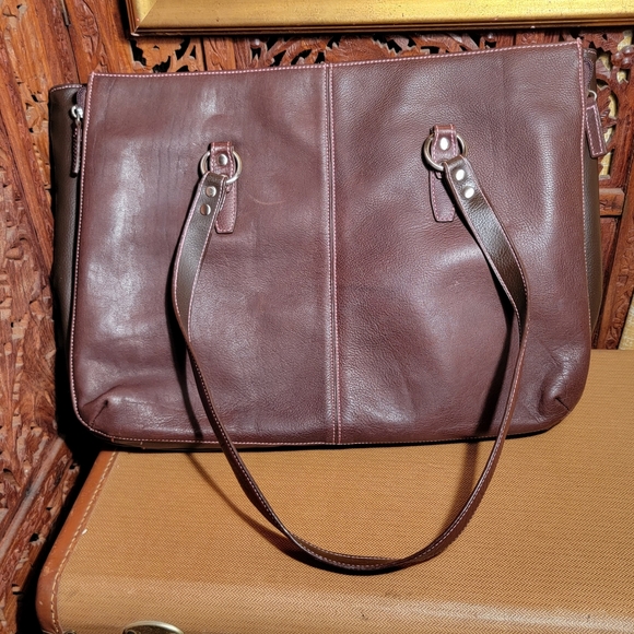 Buxton Bags Buxton Brown Leather Laptop Bag Briefcase With Pink